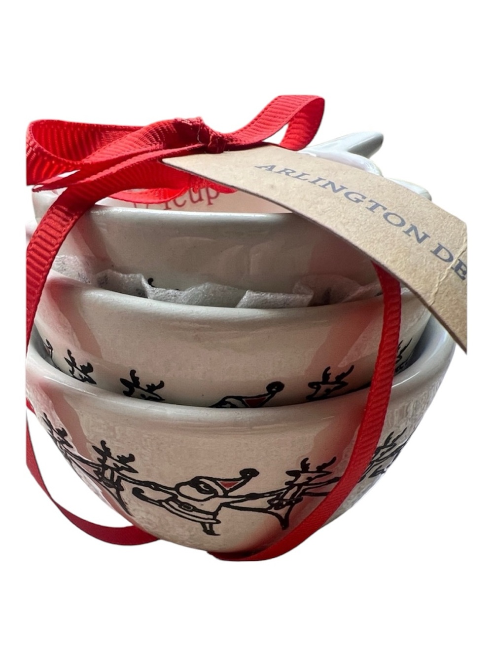 NWT Arlington Designs Santa & Reindeer Design Nesting Bowls